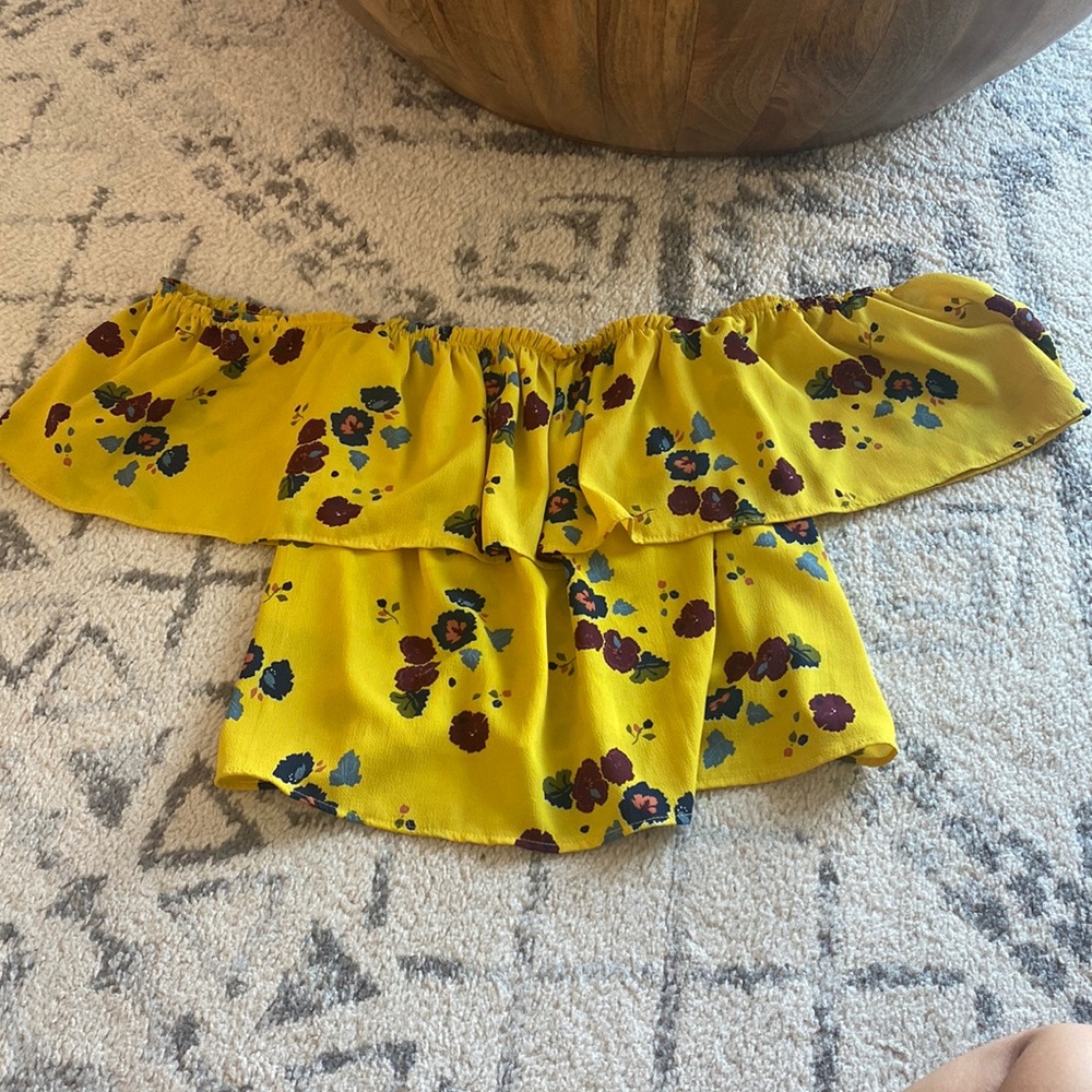 Zara yellow off the shoulder flower top